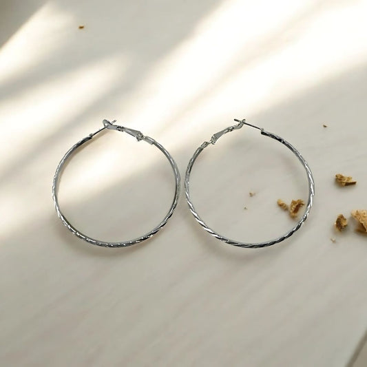 Onyx Texture Hoops | Dark Metal Twisted Hoop Earrings with Modern Edge