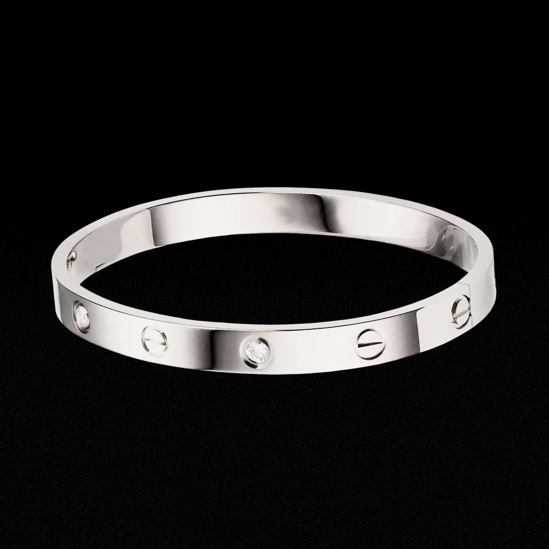 Screw Motif Love Bangle | Durable Stainless Steel Bangle with Crystal Accents