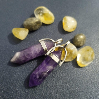 Amethyst Pencil Pendant | Natural Gemstone Pendant for Creativity, Focus & Quirky Style