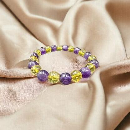 Amethyst & Citrine Combination Bracelet | Natural Gemstone Jewelry for Balance, Abundance, Positivity & Style