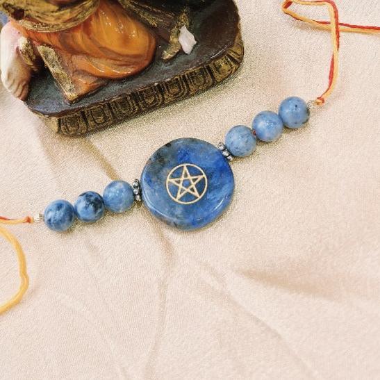 Lapis Lazuli Crystal Rakhi | Healing Gemstone Rakhi for Wisdom & Protection