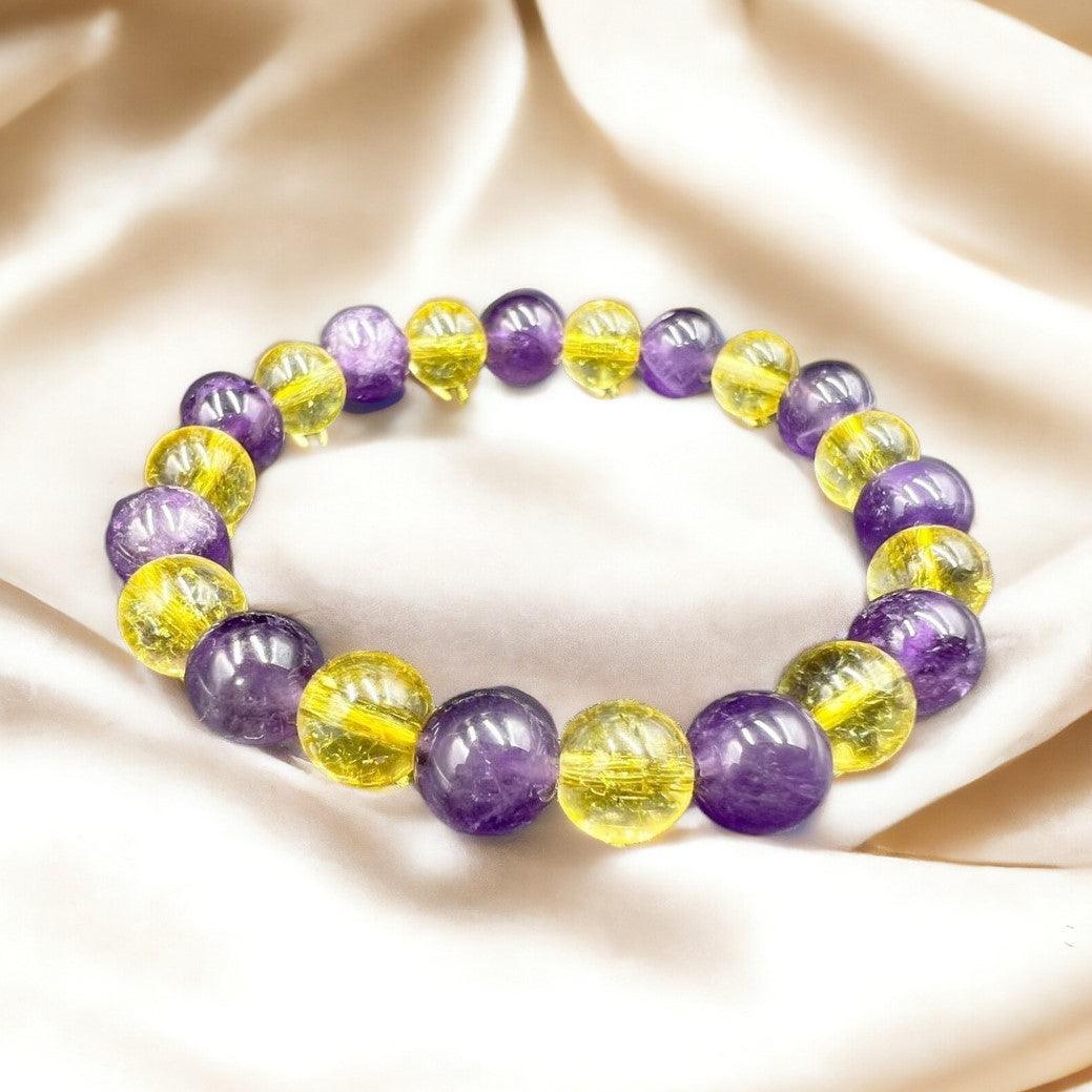 Amethyst & Citrine Combination Bracelet | Natural Gemstone Jewelry for Balance, Abundance, Positivity & Style