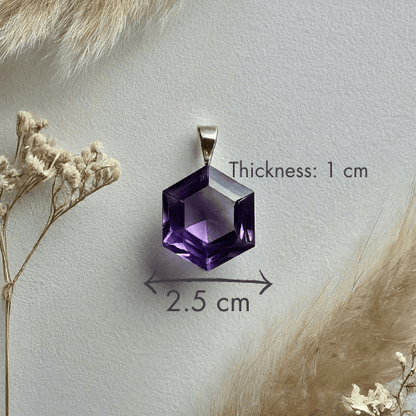 Amethyst Hexagonal Pendant | Natural Gemstone Necklace for Positive Energy & Modern Style