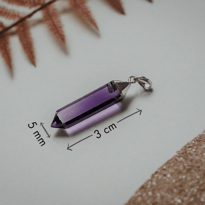 Amethyst Pencil Pendant | Natural Gemstone Pendant for Creativity, Focus & Quirky Style