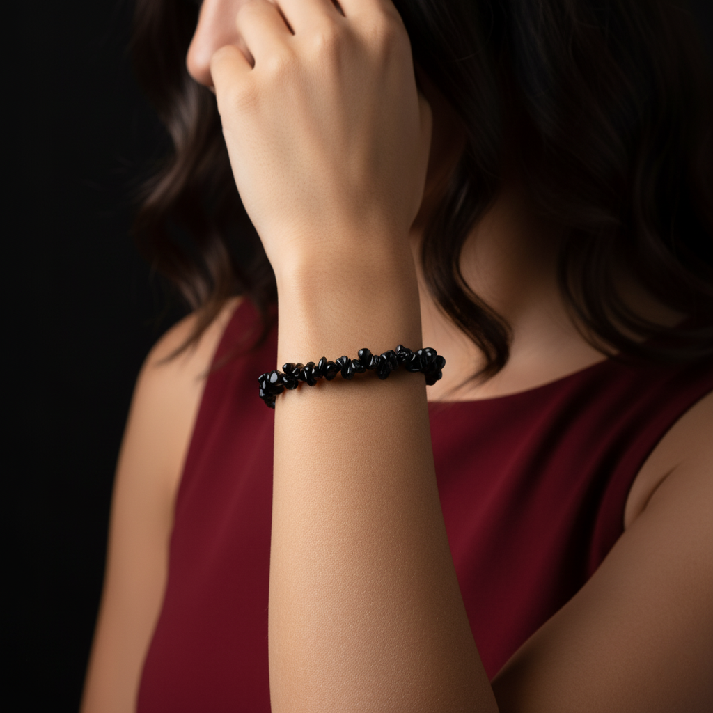 Black Obsidian Bracelet for Protection & Grounding | Handcrafted Chips Beads Design | Healing Crystal Energy Bracelet for Men & Women