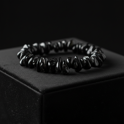Black Obsidian Bracelet for Protection & Grounding | Handcrafted Chips Beads Design | Healing Crystal Energy Bracelet for Men & Women