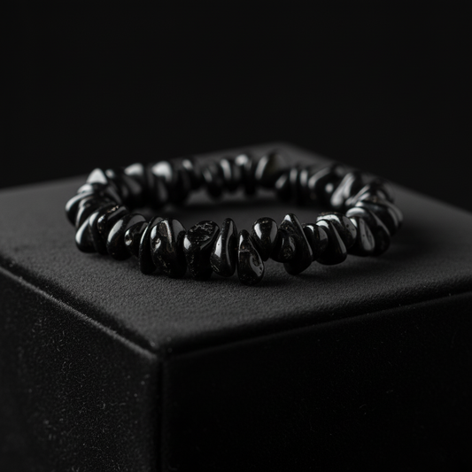 Black Obsidian Bracelet for Protection & Grounding | Handcrafted Chips Beads Design | Healing Crystal Energy Bracelet for Men & Women