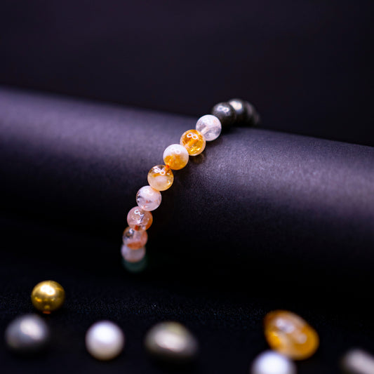 Green Aventurine, Citrine & Pyrite Crystal Bracelet | Luck, Wealth & Energy Protection