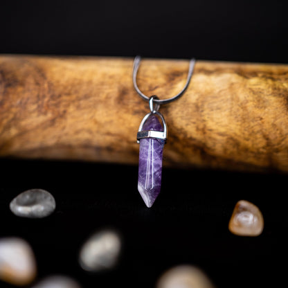 Amethyst Pencil Pendant | Natural Gemstone Pendant for Creativity, Focus & Quirky Style