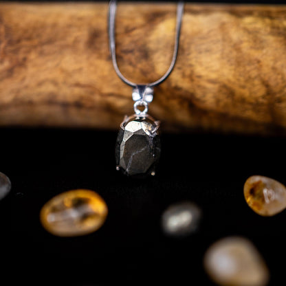 Pyrite Oval Pendant | Wealth, Protection & Positive Energy Crystal Necklace