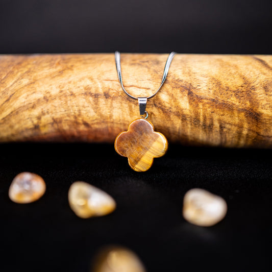 Natural Tiger Eye Pendant Necklace | Healing Crystal Jewelry for Protection and Confidence