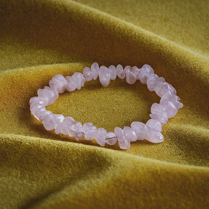 Rose Quartz Chip Bracelet: Genuine Gemstone for Love, Harmony & Everyday Elegance