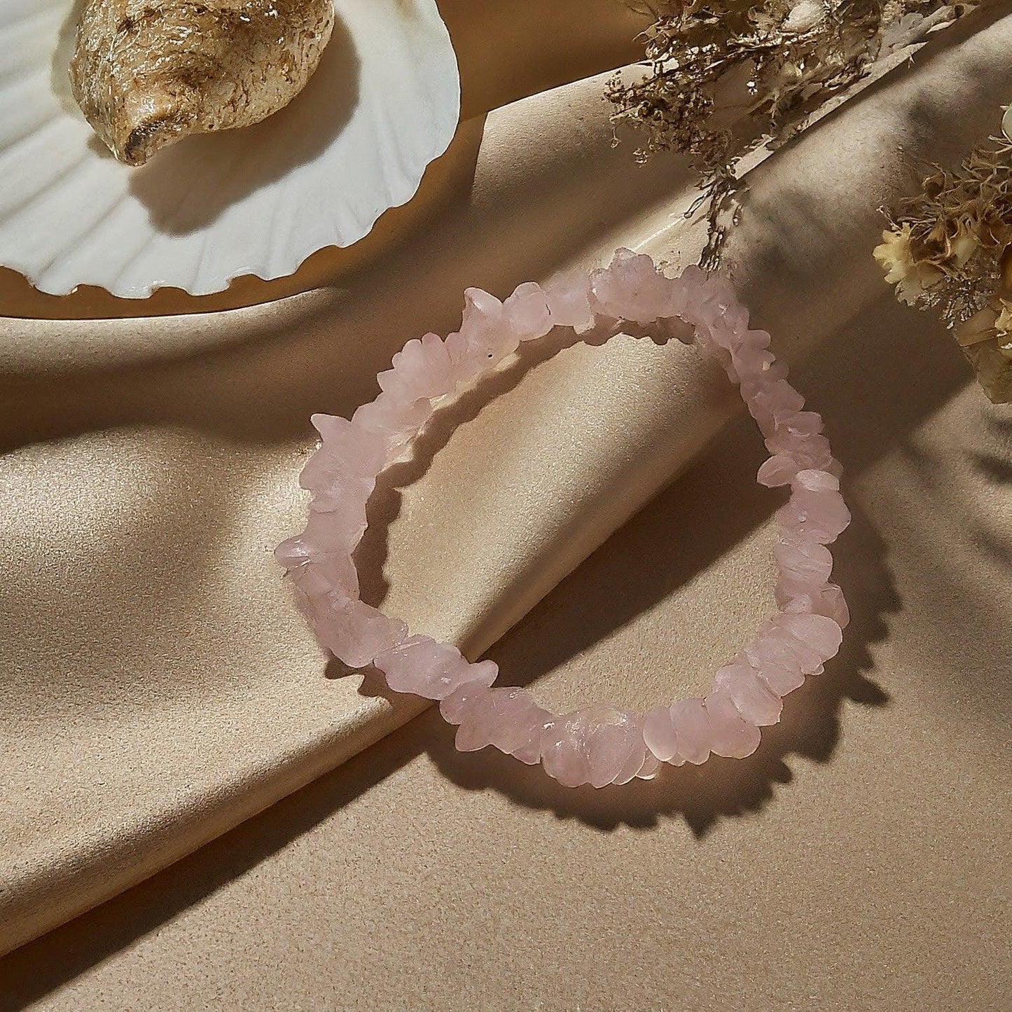 Rose Quartz Chip Bracelet: Genuine Gemstone for Love, Harmony & Everyday Elegance