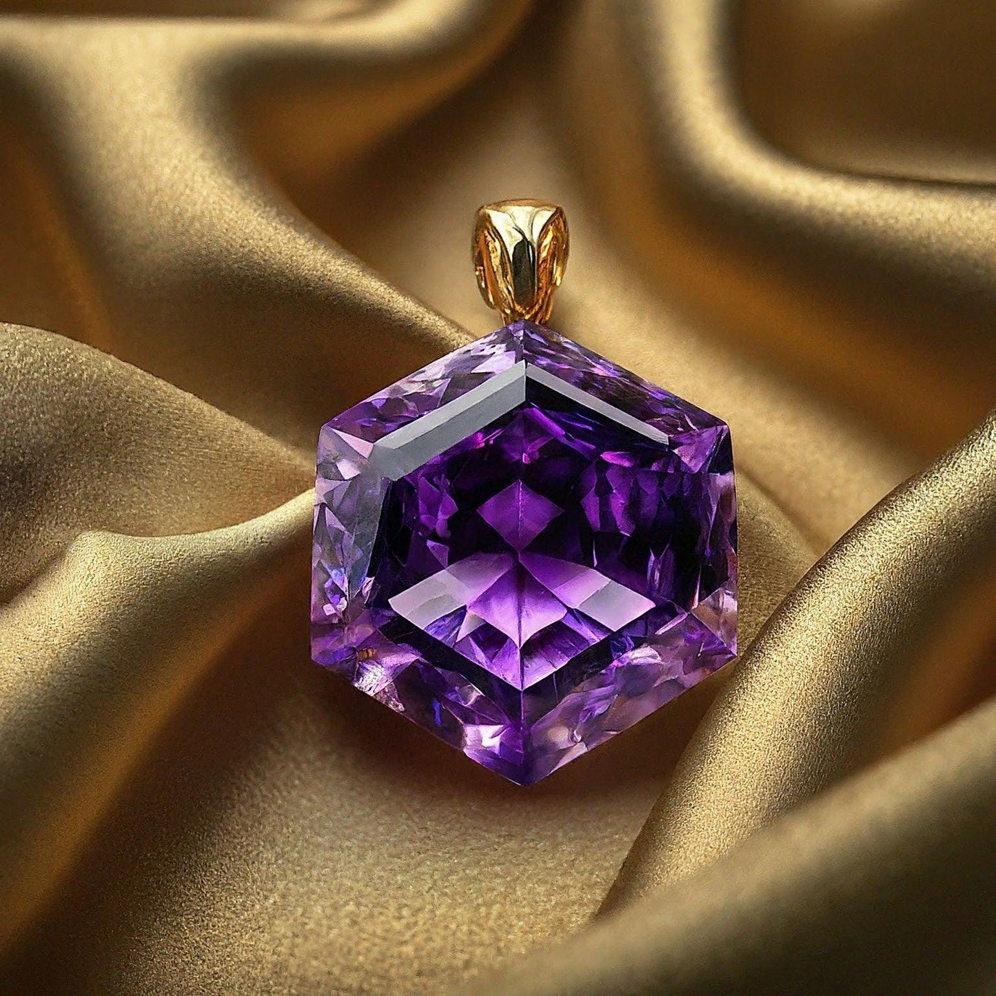 Amethyst Hexagonal Pendant | Natural Gemstone Necklace for Positive Energy & Modern Style