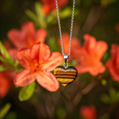 Tiger Eye Heart Pendant | Authentic Healing Crystal Jewelry for Positivity, Protection & Emotional Balance