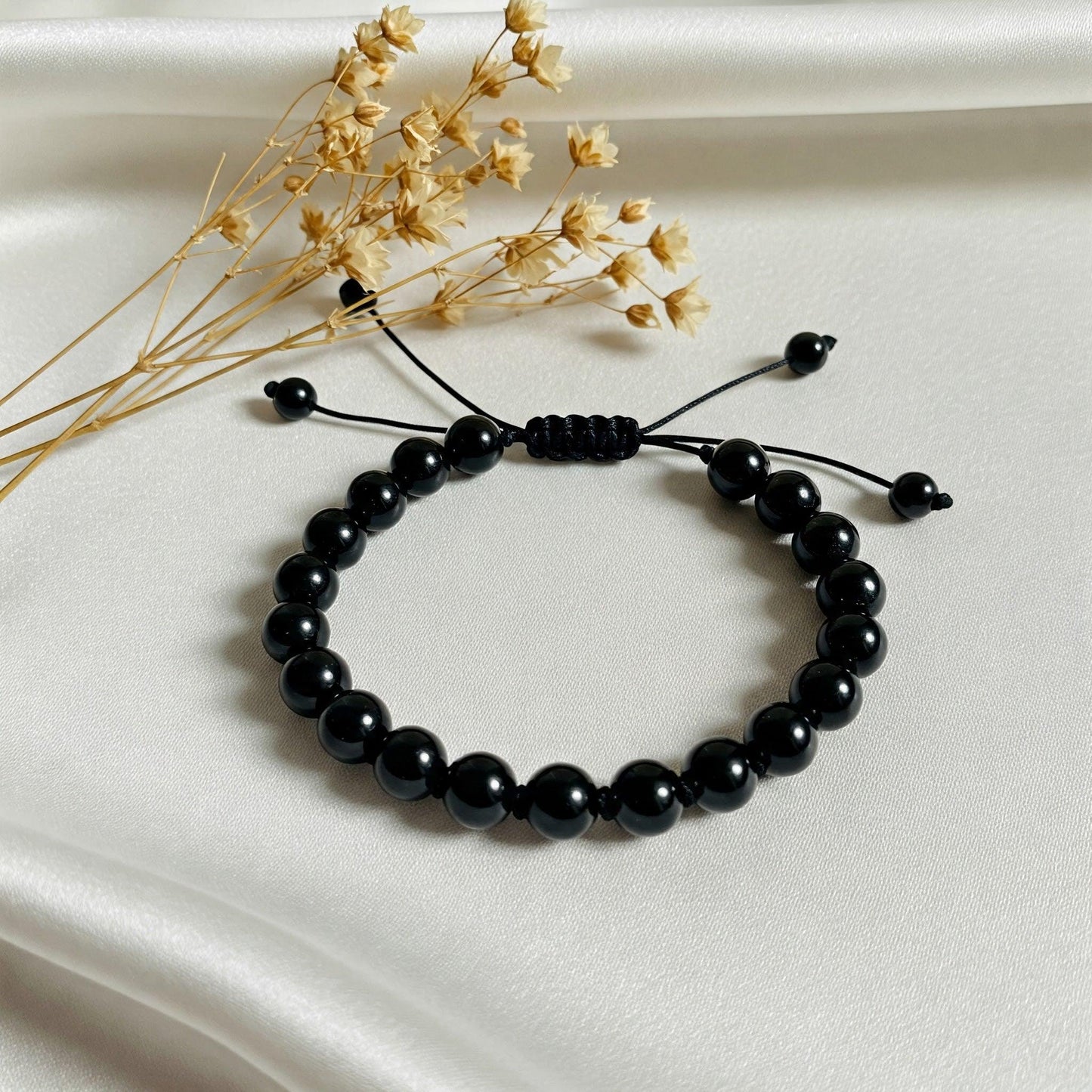 Black Obsidian Protection Bracelet | Natural Healing Stone for Grounding, Negative Energy Removal & Strength