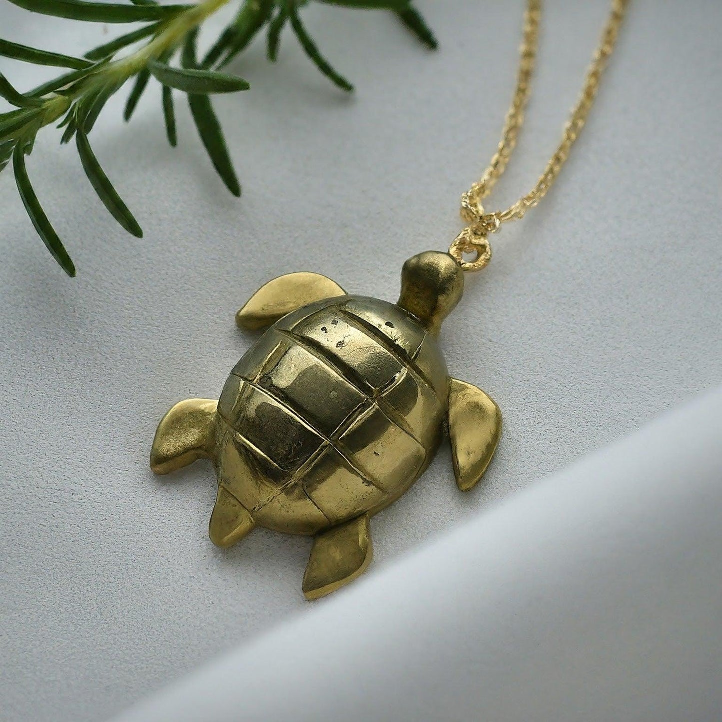 Pyrite Tortoise Pendant | Unique Gold-Accented Shell Jewelry