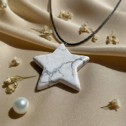 Howlite Star Pendant Necklace | Calming Energy, Stress Relief, Positivity