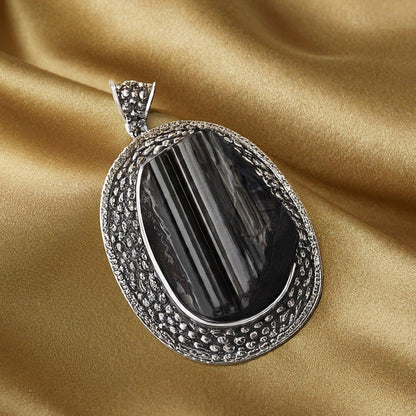 Black Tourmaline Raw Crystal Pendant | Natural Stone Pendant for Grounding Energy & Protection