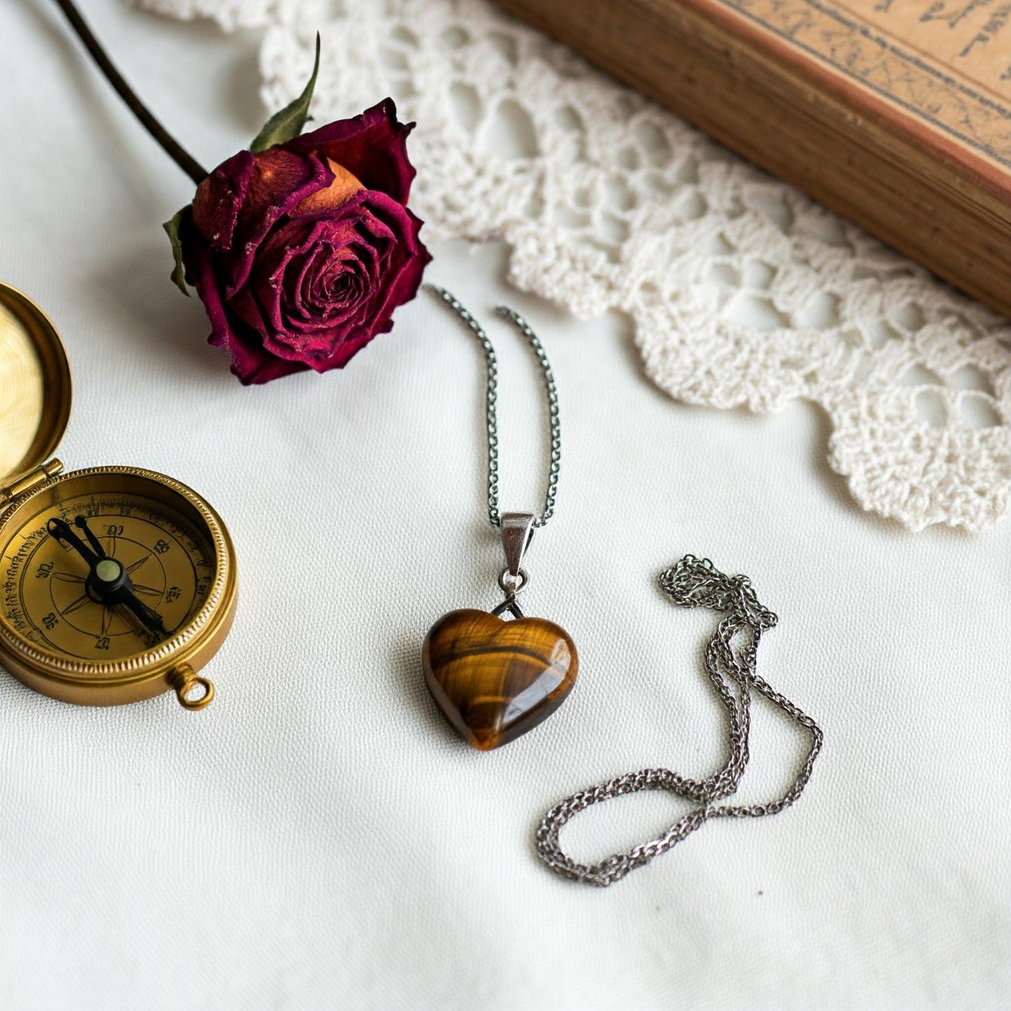 Tiger Eye Heart Pendant | Authentic Healing Crystal Jewelry for Positivity, Protection & Emotional Balance