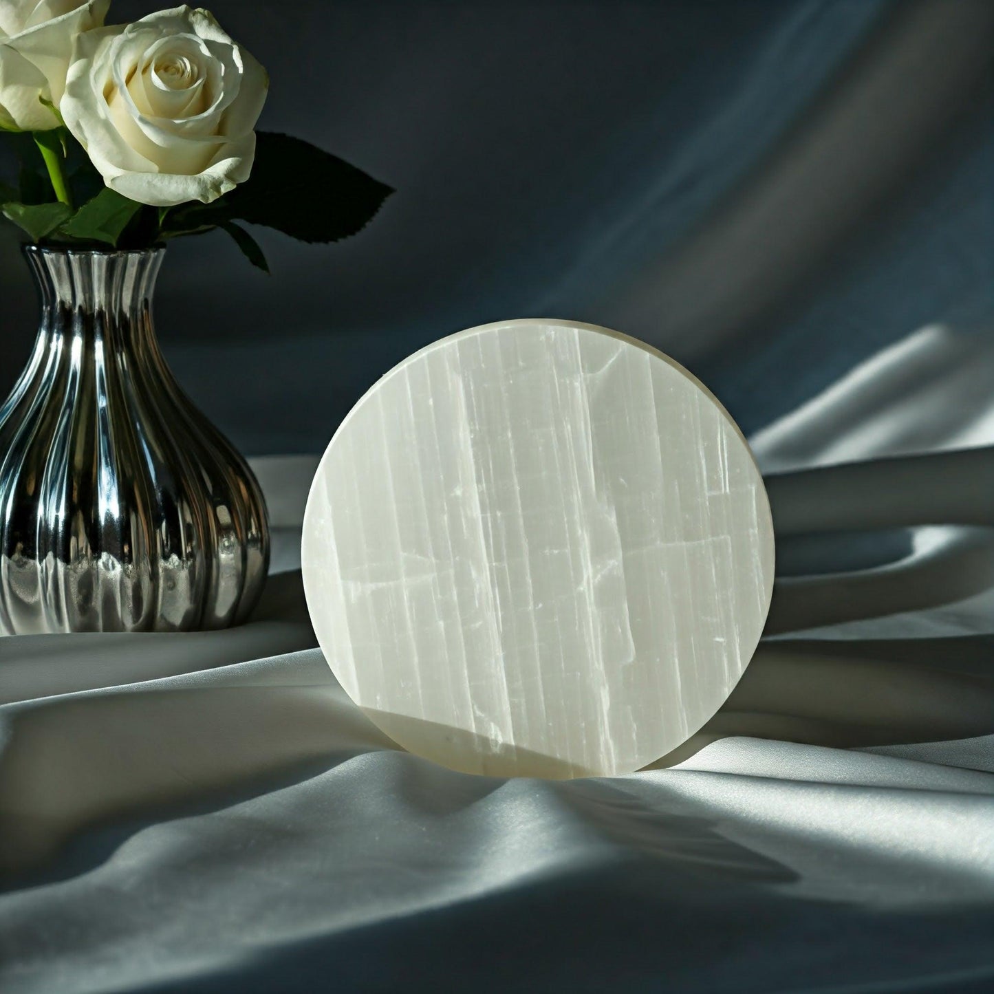 Selenite Round Charging Plate | Authentic Healing Crystal for Energy Cleansing and Aura Purification