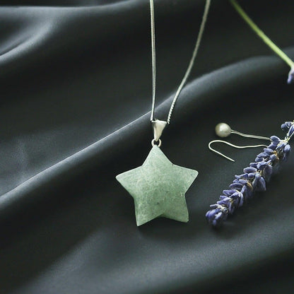 Green Aventurine Star Pendant Necklace | Abundance, Luck, Prosperity