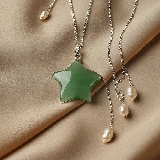 Green Aventurine Star Pendant Necklace | Abundance, Luck, Prosperity