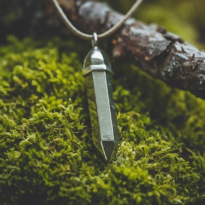 Pyrite Pencil Shaped Pendant | Unique Healing Crystal Jewelry for Spiritual Protection & Abundance