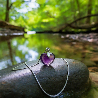 Amethyst Heart Pendant | Genuine Gemstone, February Birthstone, Love, Protection