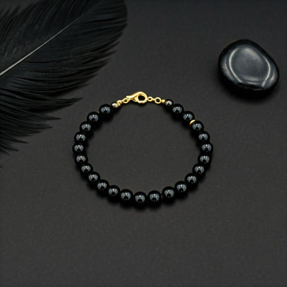 Authentic Black Sulemani Hakik Bracelet | Healing Crystal for Protection & Strength | Unisex, Adjustable Fit