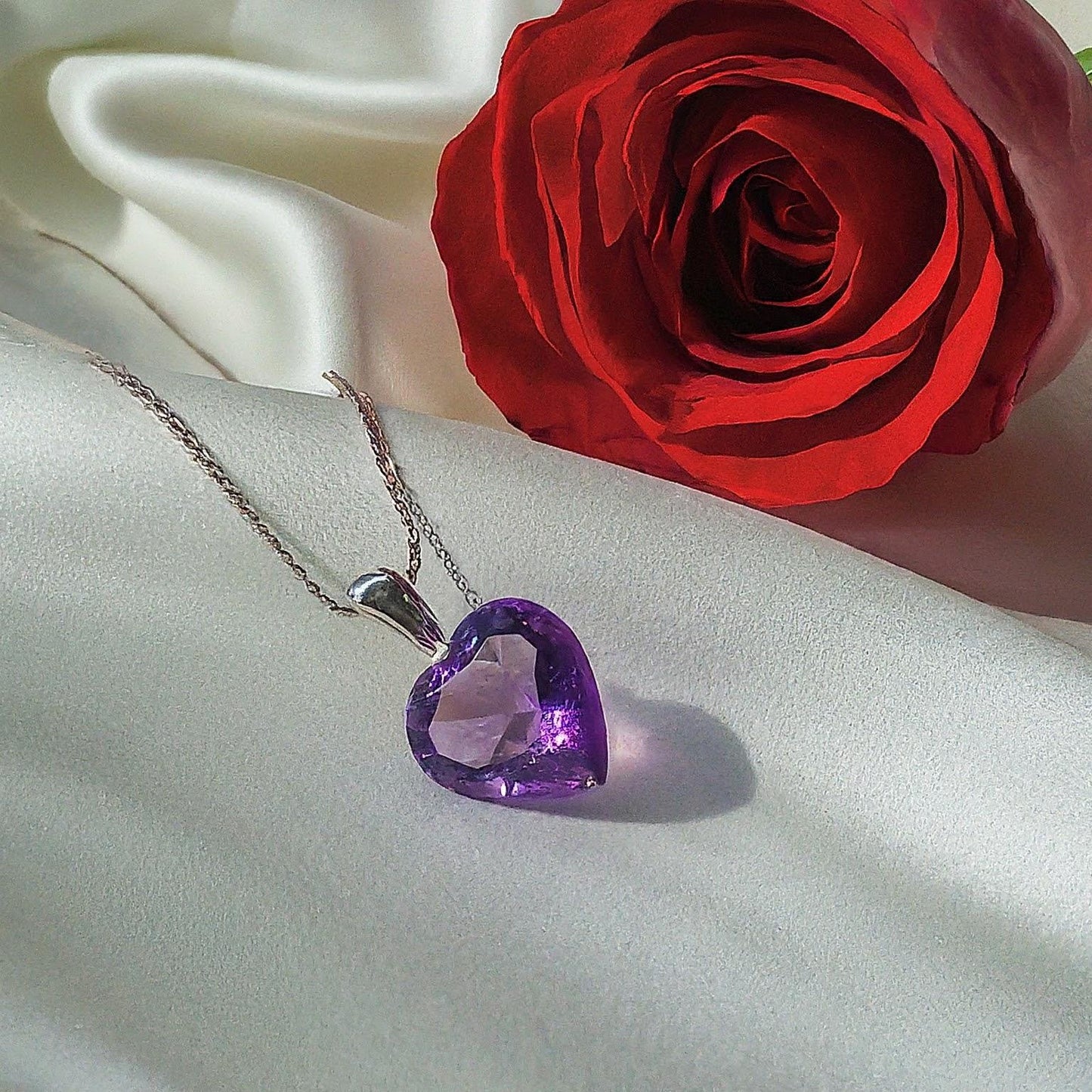 Amethyst Heart Pendant | Genuine Gemstone, February Birthstone, Love, Protection