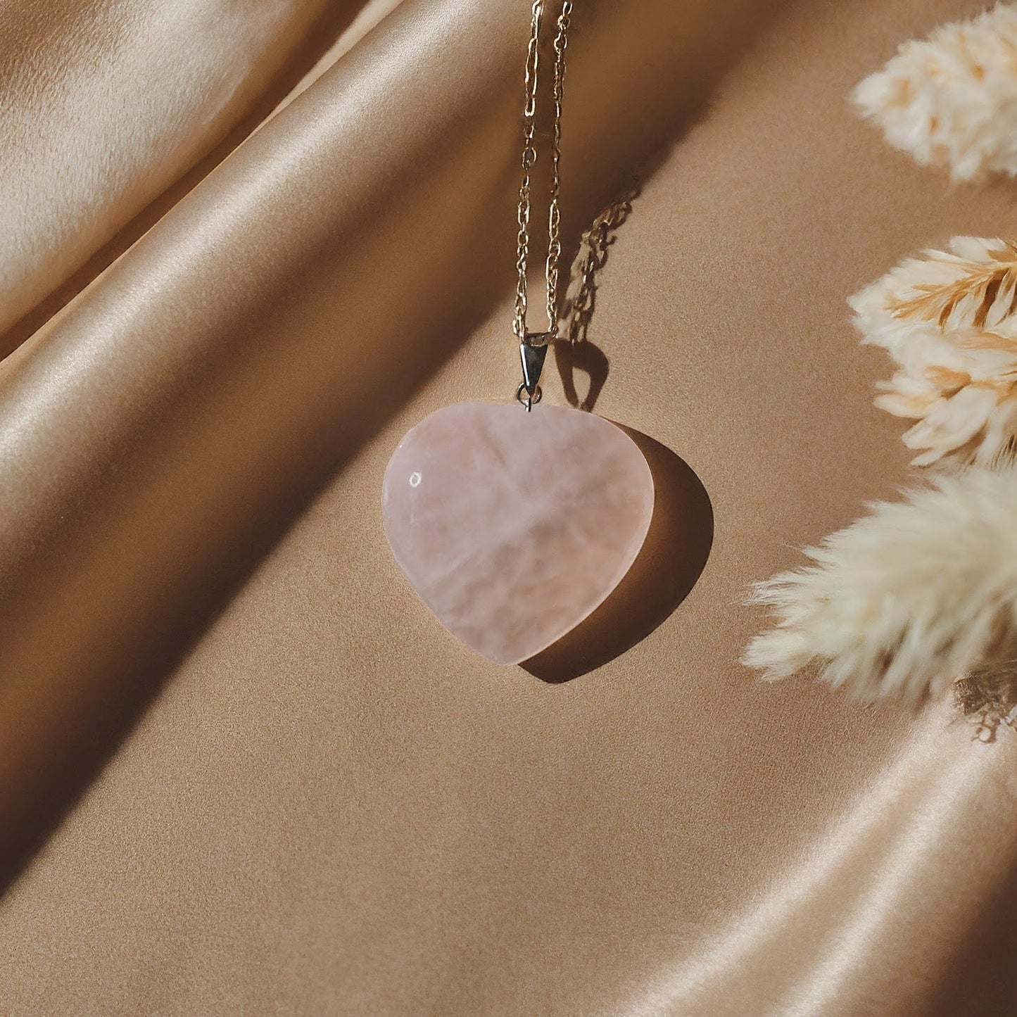 Rose Quartz Heart Pendant | Genuine Gemstone, Love, Self-Love, Relationships