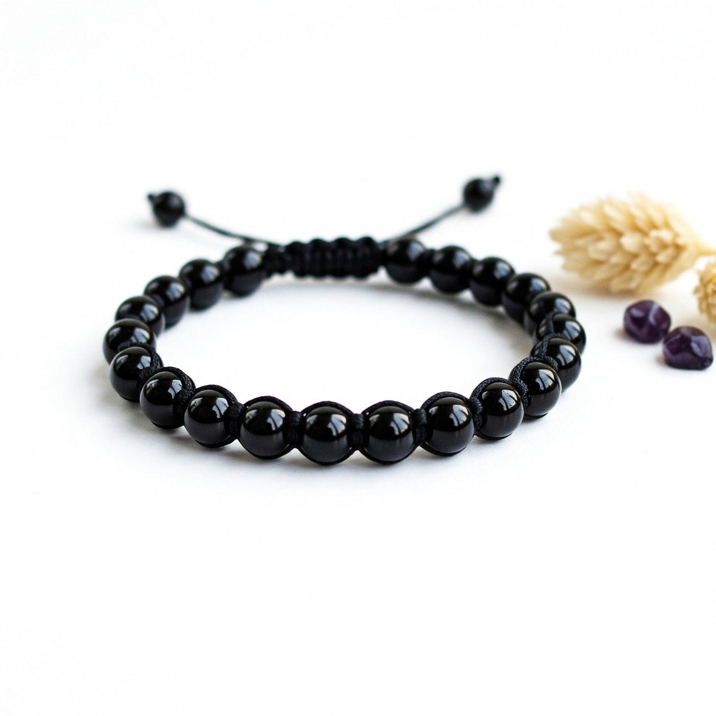 Black Obsidian Protection Bracelet | Natural Healing Stone for Grounding, Negative Energy Removal & Strength