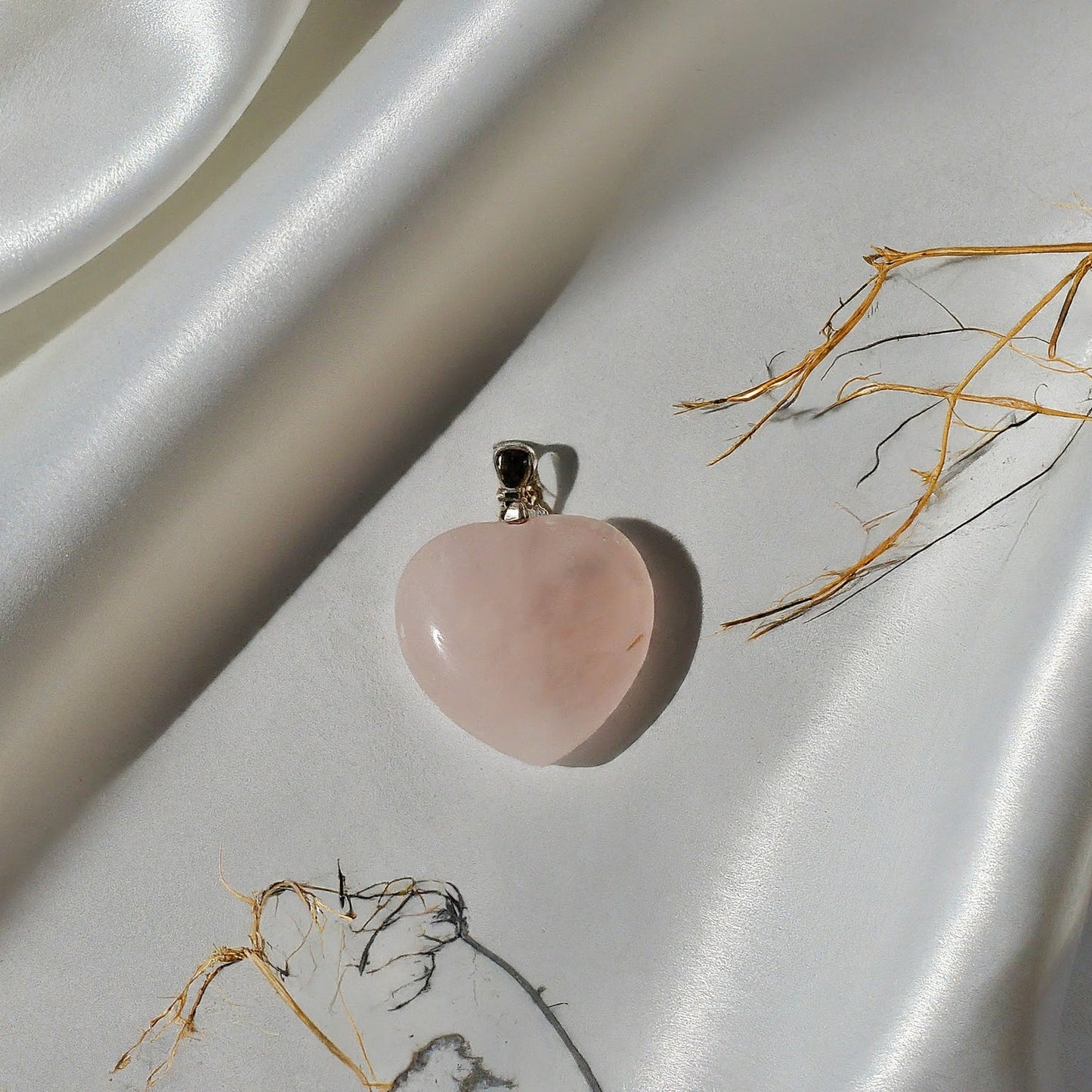 Rose Quartz Heart Pendant | Genuine Gemstone, Love, Self-Love, Relationships