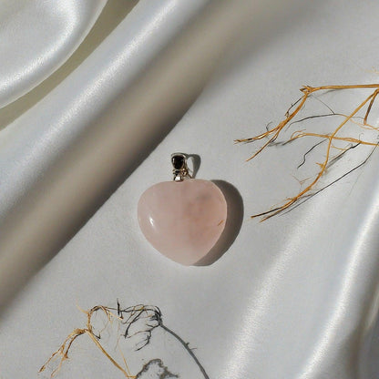 Rose Quartz Heart Pendant | Genuine Gemstone, Love, Self-Love, Relationships