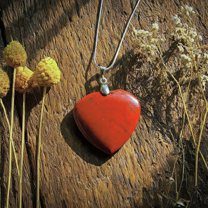 Red Jasper Heart Pendant | Energy Boost, Confidence, Grounding