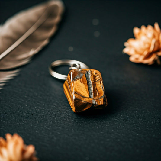 Tiger Eye Raw Crystal Key-Chain | Natural Protection & Confidence Boosting Stone for Positive Energy