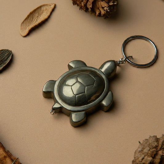 Pyrite Turtle Keychain | Lucky Charm for Prosperity & Protection