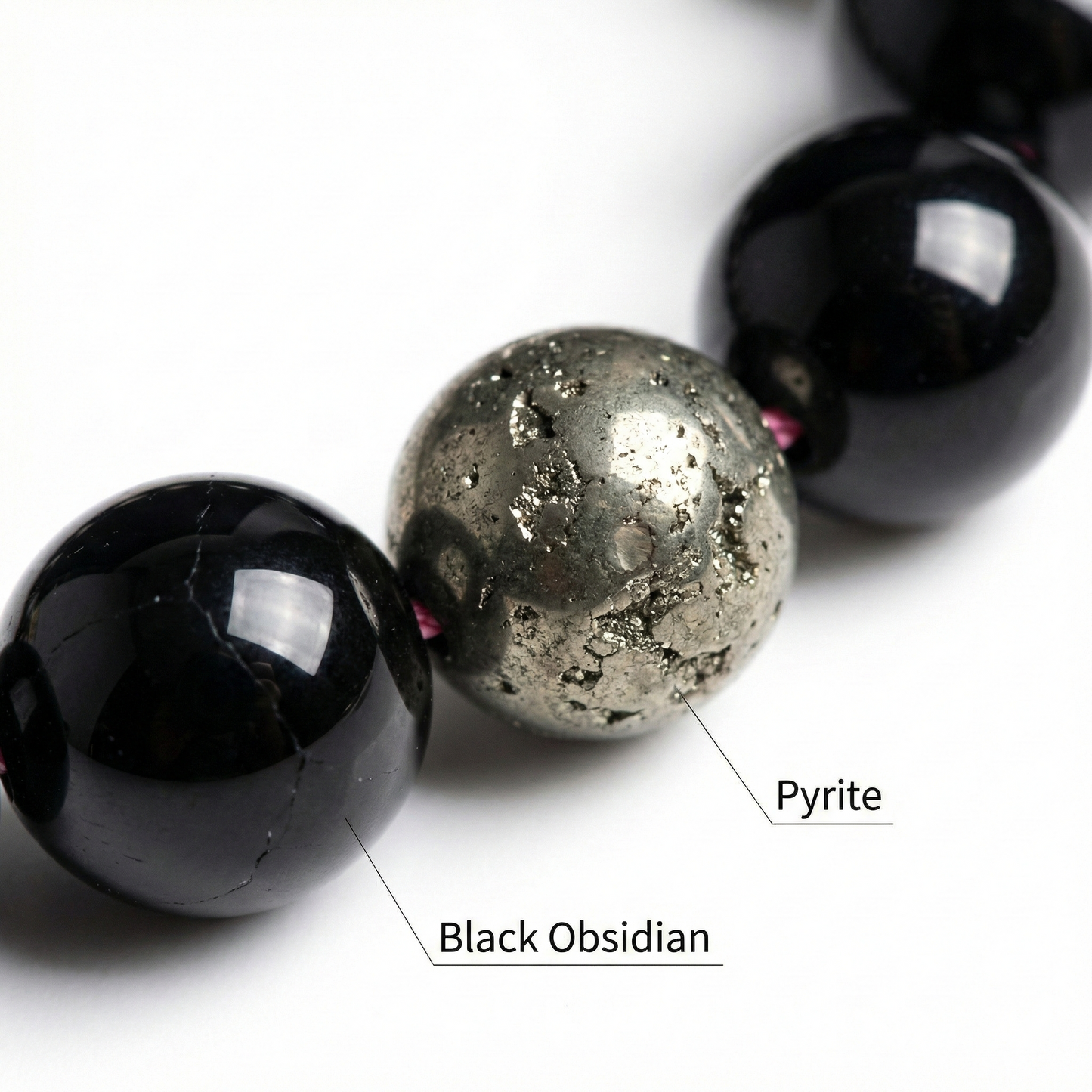 Pyrite Black Obsidian Bracelet | Natural Protection & Wealth Crystal Bracelet for Grounding and Abundance