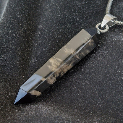 Sulemani Hakik (Black Agate) Pencil Shaped Pendant | Premium Healing Stone Necklace for Protection & Positive Energy