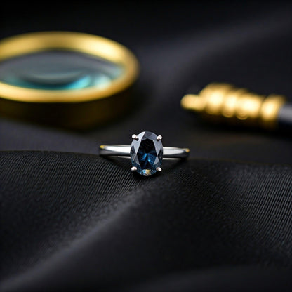 Blue Goldstone Ring – Elegant Diamond Cut Design | Genuine Healing Crystal | Perfect for Men & Women in India