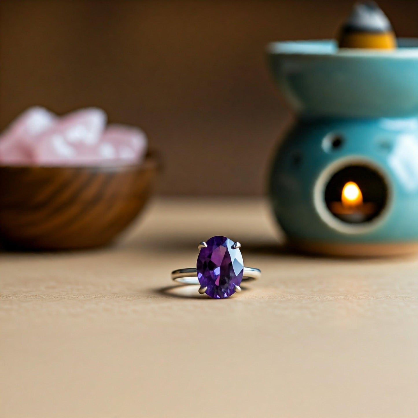 Amethyst Diamond-Cut Ring | Stunning Crystal Jewelry for Healing, Energy Balance, and Elegant Style