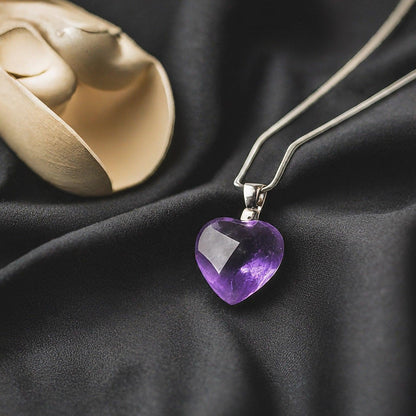 Amethyst Heart Pendant | Genuine Gemstone, February Birthstone, Love, Protection