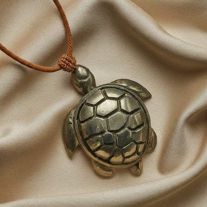 Pyrite Tortoise Pendant | Unique Gold-Accented Shell Jewelry