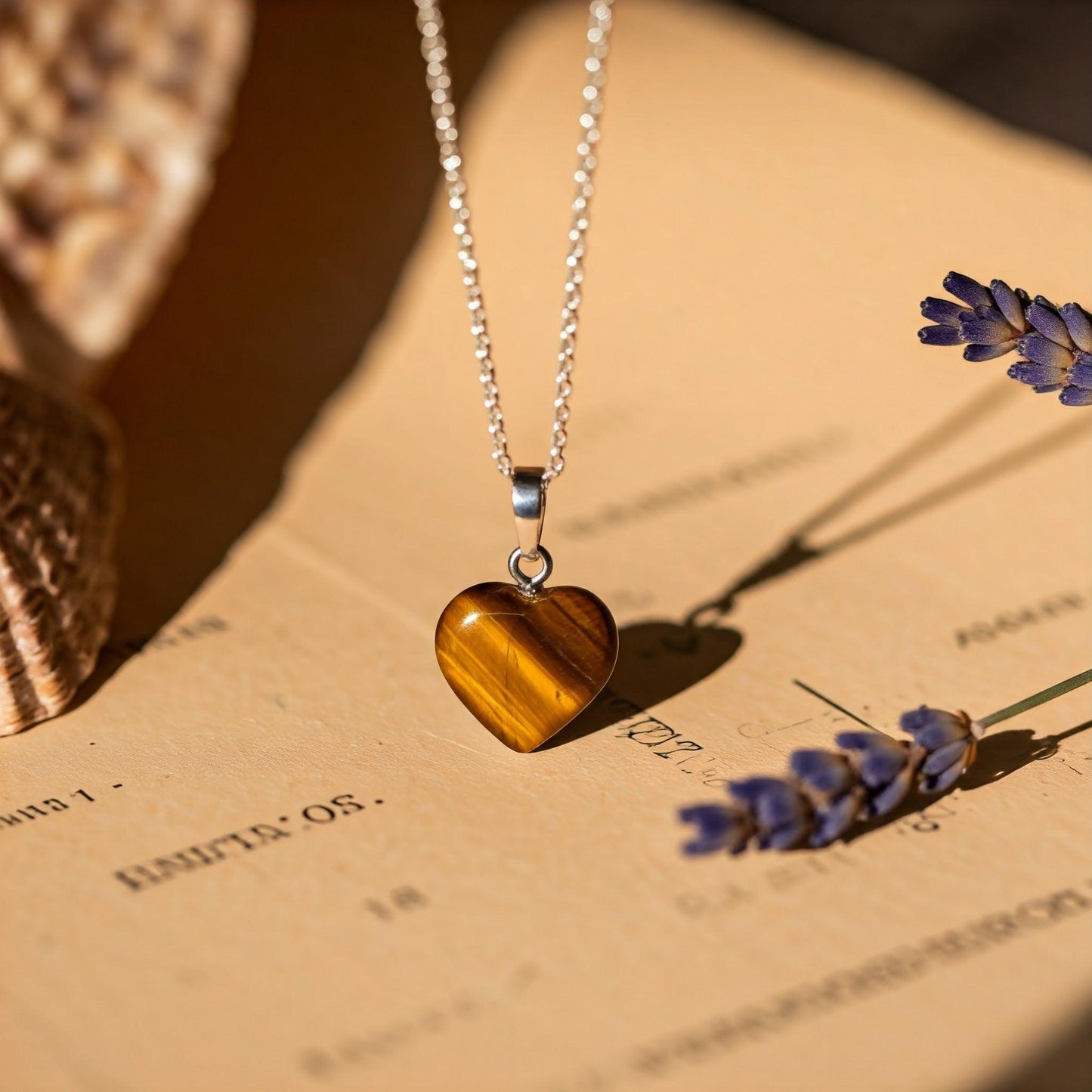 Tiger Eye Heart Pendant | Authentic Healing Crystal Jewelry for Positivity, Protection & Emotional Balance