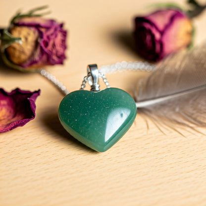 Green Aventurine Heart Pendant | Authentic Healing Crystal for Prosperity & Emotional Balance