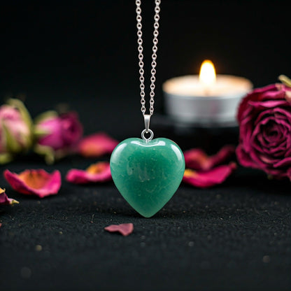 Green Aventurine Heart Pendant | Authentic Healing Crystal for Prosperity & Emotional Balance