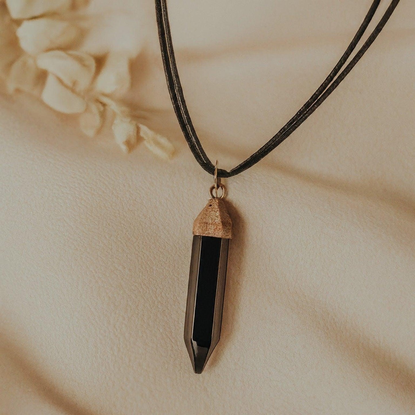 Sulemani Hakik (Black Agate) Pencil Shaped Pendant | Premium Healing Stone Necklace for Protection & Positive Energy