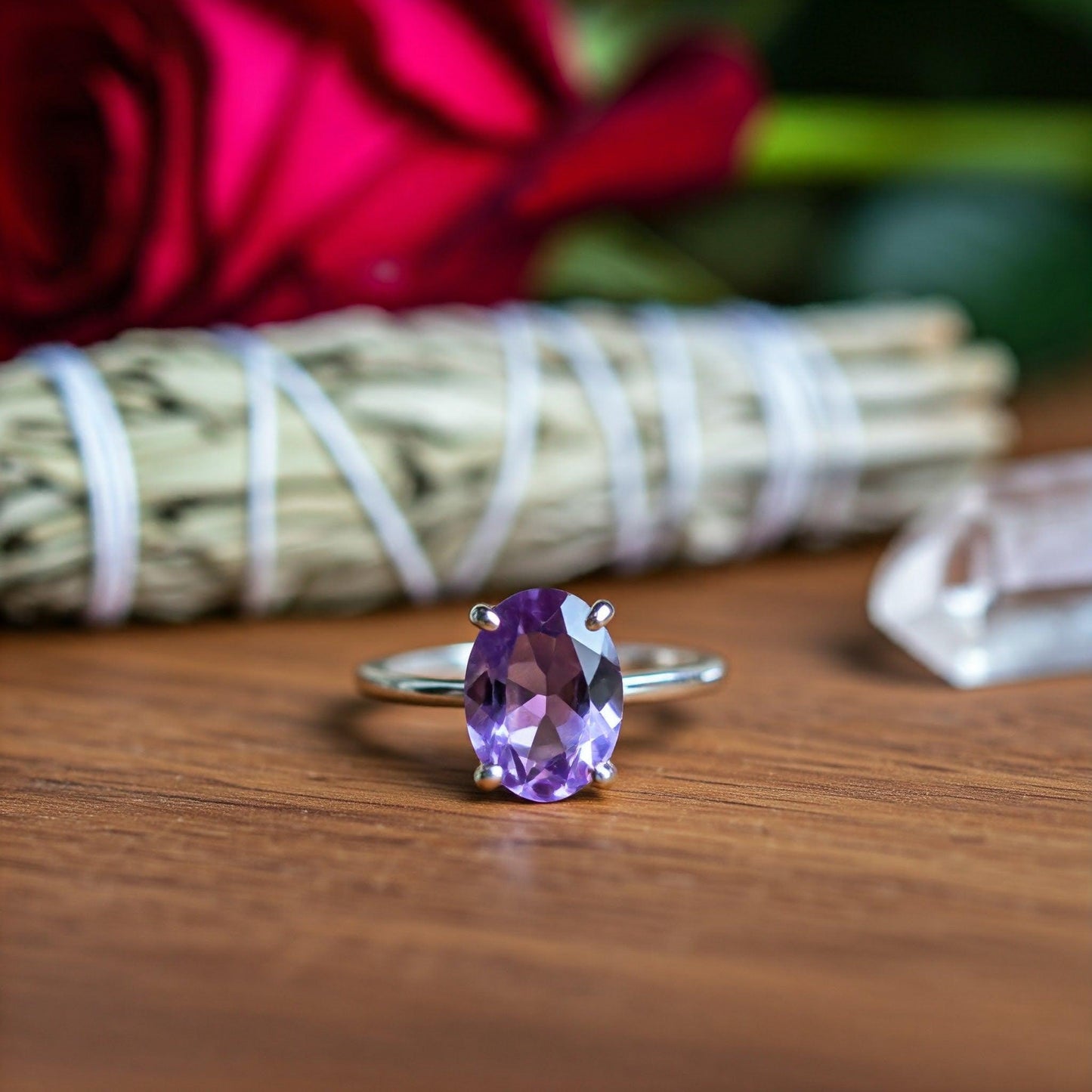 Amethyst Diamond-Cut Ring | Stunning Crystal Jewelry for Healing, Energy Balance, and Elegant Style