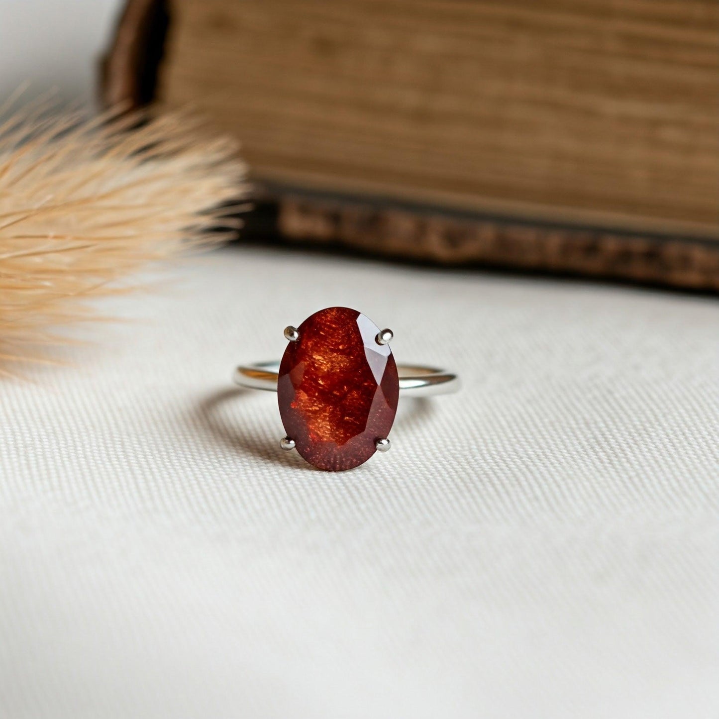 Red Goldstone Ring | Elegant Gemstone Jewelry for Positivity and Confidence